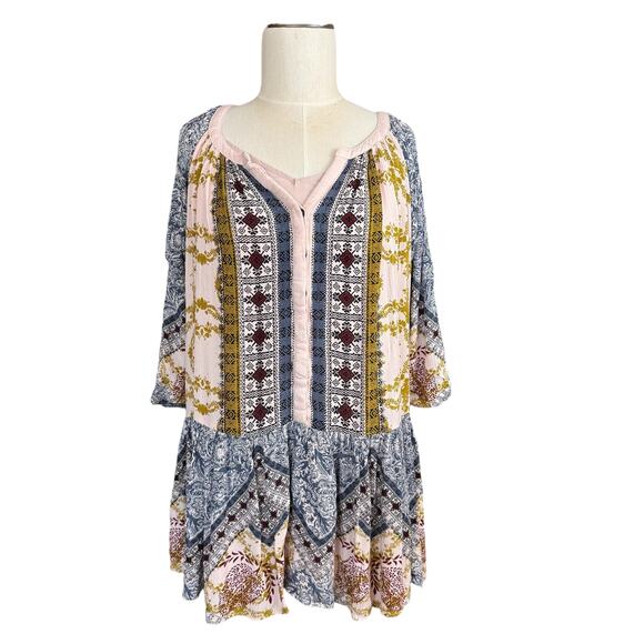 Free People Dresses & Skirts - Free People Dress Tunic Women's S Portobello Road Cold Shoulder Boho 3/4 Sleeve